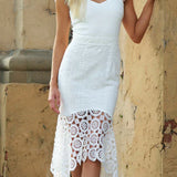 Sweetheart Frill Cap Sleeve Lace Dress