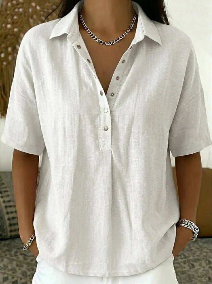 Short-Sleeve Collared Blouse