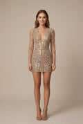 Deep V-Neck Sequin Bodycon Mini Dress