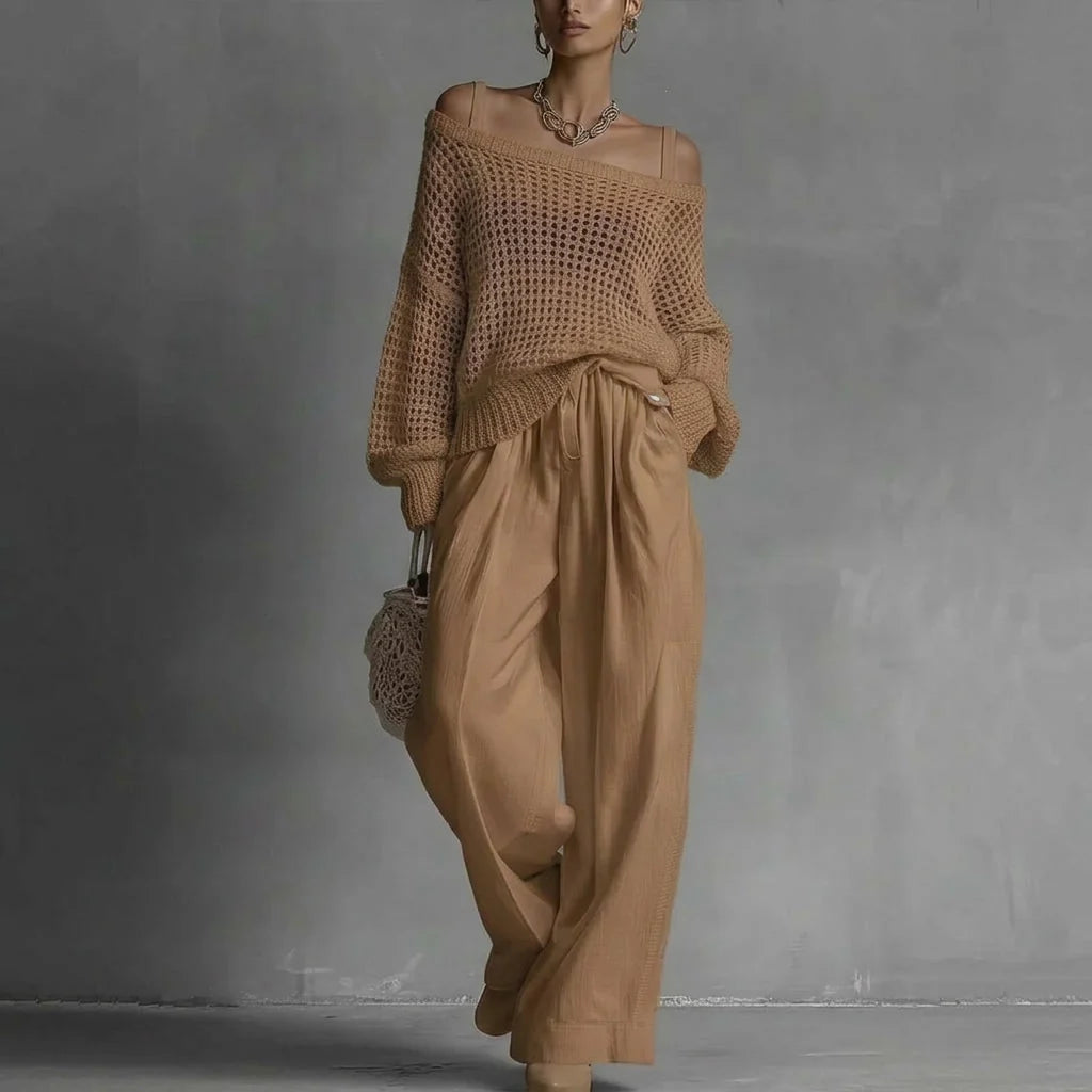 Women's Off-Shoulder Trouser Set