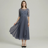 Lace Top Chiffon Midi Dress