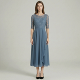 Lace Top Chiffon Midi Dress