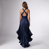 Halter Wrap Ruffle Gown