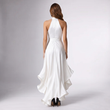 Halter Wrap Ruffle Gown