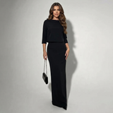 Boat Neck Midi Skirt Set