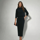 Boat Neck Midi Skirt Set