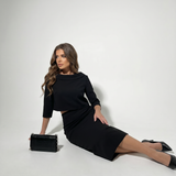 Boat Neck Midi Skirt Set