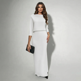 Boat Neck Midi Skirt Set