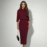Boat Neck Midi Skirt Set