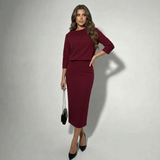 Boat Neck Midi Skirt Set