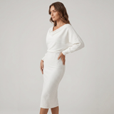 Draped Batwing Midi Dress