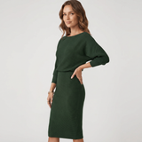 Draped Batwing Midi Dress