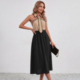 Contrast Trim Halter Neck Blouse
