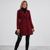 Double Breasted Contrast Trim Coat