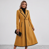 Double Breasted Contrast Trim Coat
