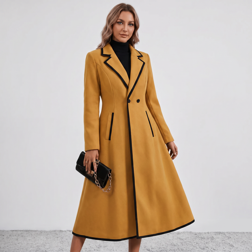 Double Breasted Contrast Trim Coat