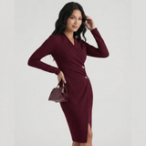 Wrap Buttoned Midi Dress