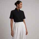 Stand Collar Short Sleeve Blouse