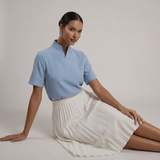 Stand Collar Short Sleeve Blouse