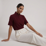 Stand Collar Short Sleeve Blouse