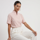 Stand Collar Short Sleeve Blouse
