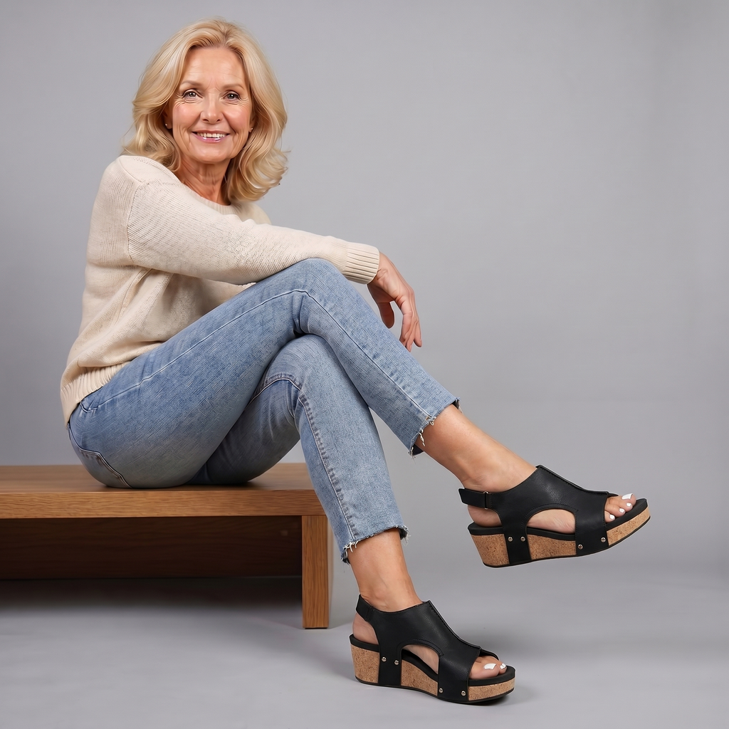 Adela Open Toe Cork Platform Sandal