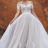 A-Line Sweep Train Wedding Dress