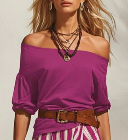 Women's Off-Shoulder Belted Top