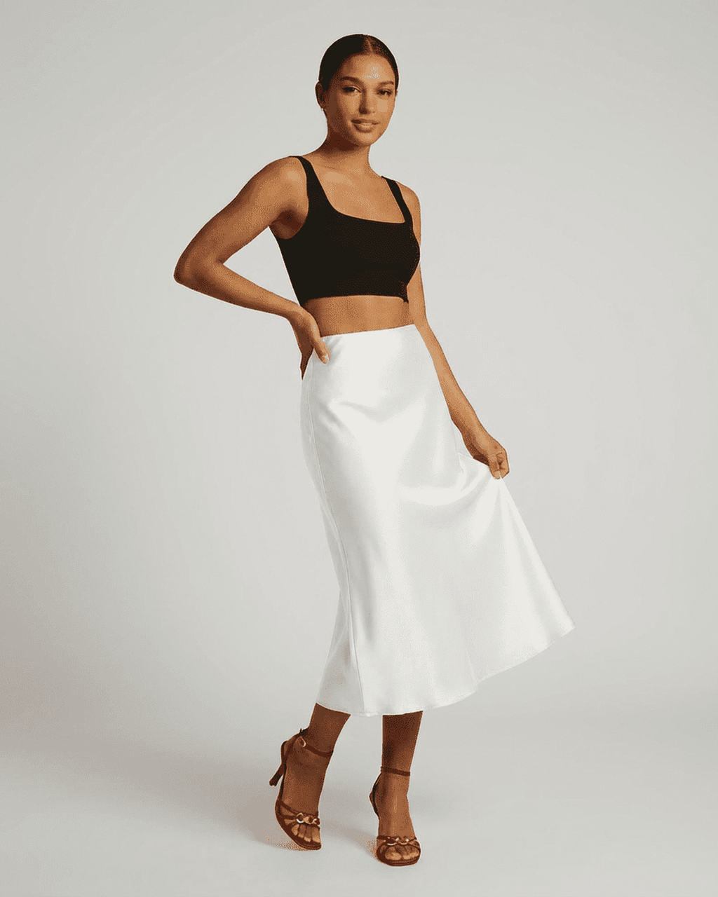 White Luna Midi Skirt