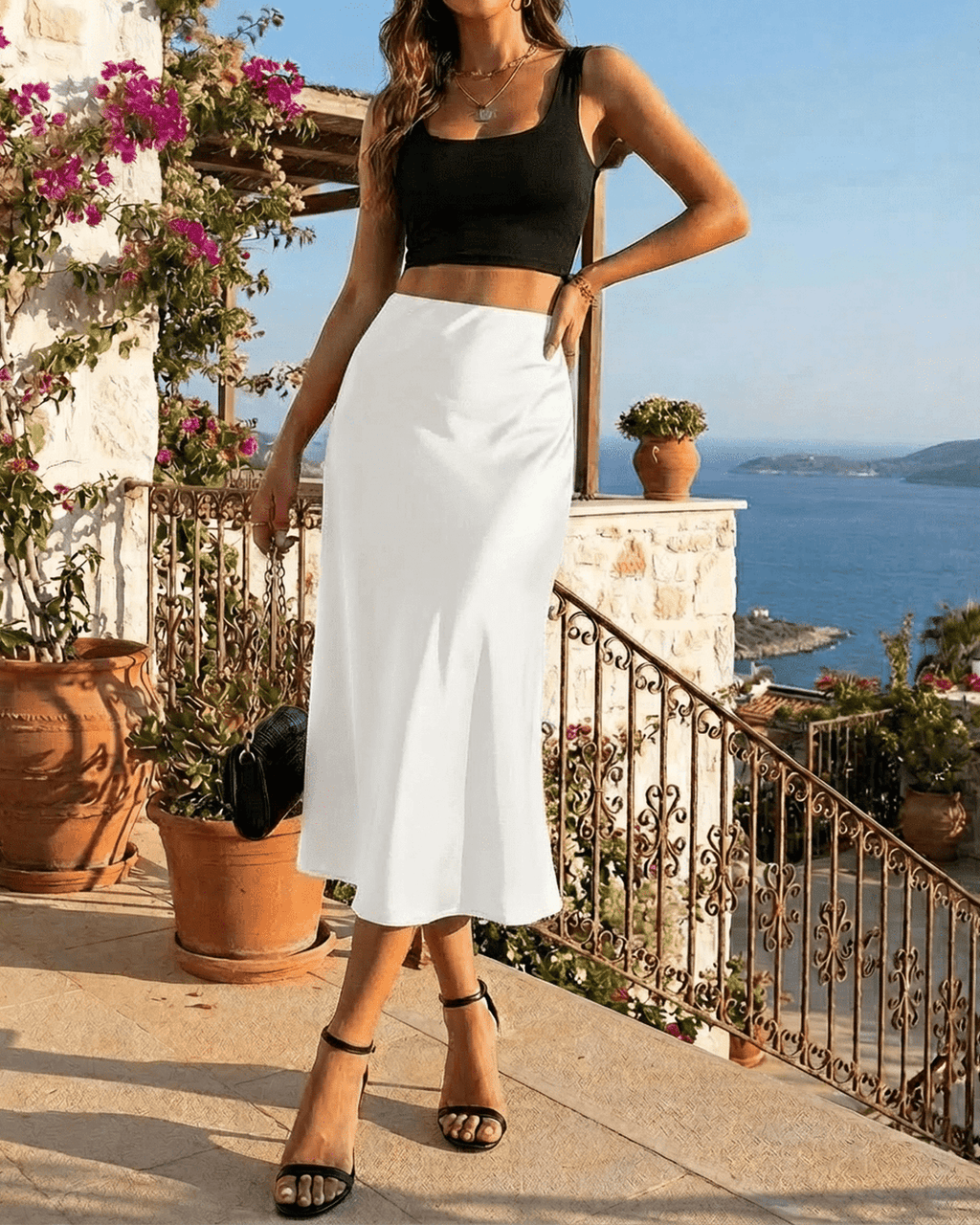 White Luna Midi Skirt