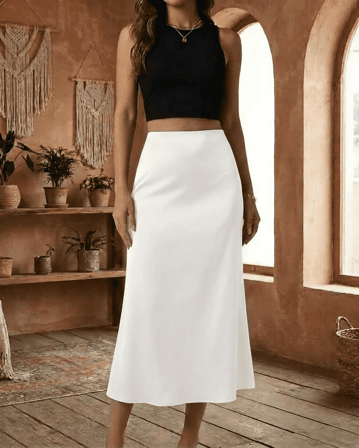 White Luna Midi Skirt