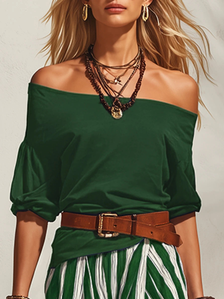 Women's Off-Shoulder Belted Top