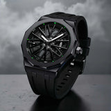 Alloy Rim Silicone Strap Quartz Watch