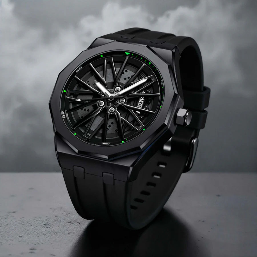 Alloy Rim Silicone Strap Quartz Watch