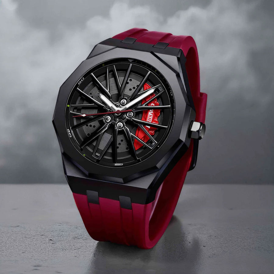 Alloy Rim Silicone Strap Quartz Watch