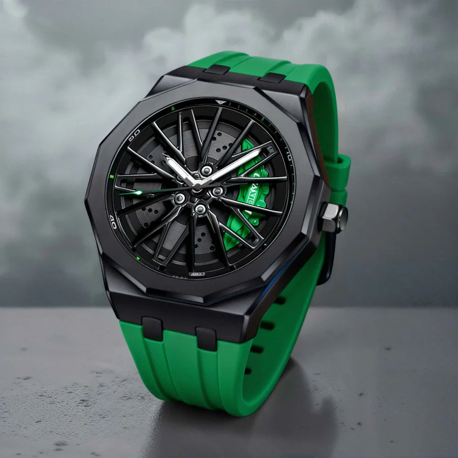 Alloy Rim Silicone Strap Quartz Watch