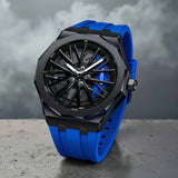 Alloy Rim Silicone Strap Quartz Watch