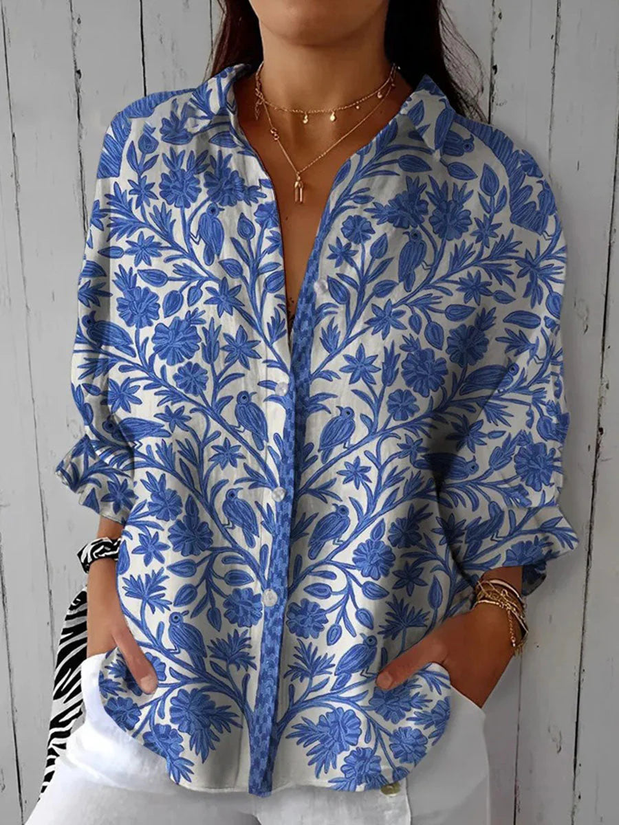 Floral Collared Button-Down Shirt