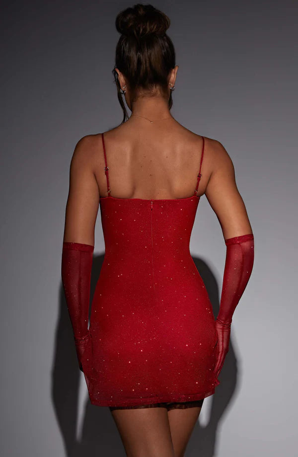 Sparkle Mesh Mini Dress