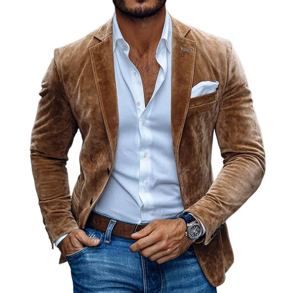 Slim Fit Suede Blazer