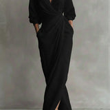 Dolman Sleeve V-Neck Maxi Dress