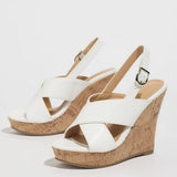 Faux Leather Criss-Cross Wedges
