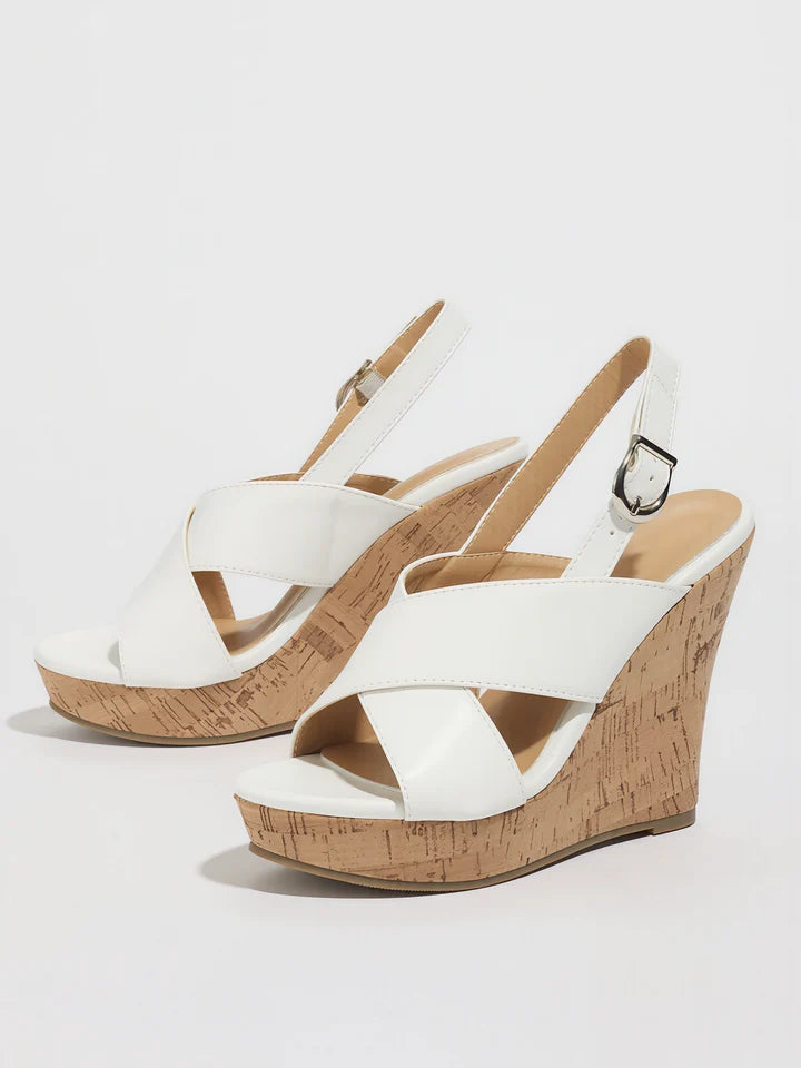 Faux Leather Criss-Cross Wedges