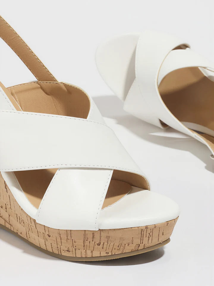 Faux Leather Criss-Cross Wedges