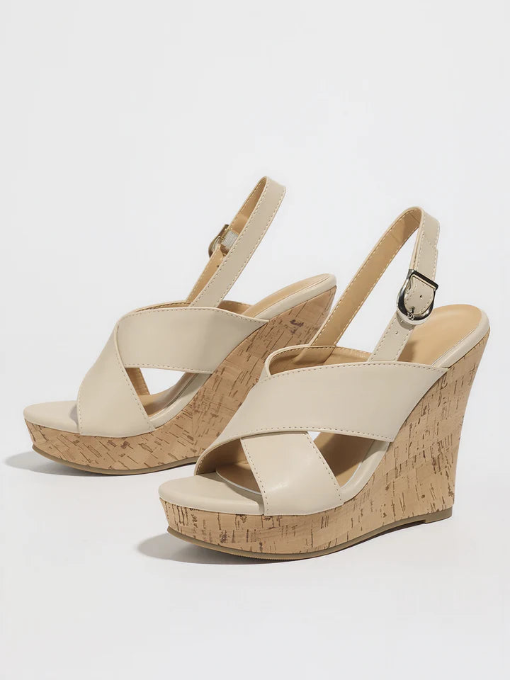 Faux Leather Criss-Cross Wedges
