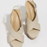 Faux Leather Criss-Cross Wedges