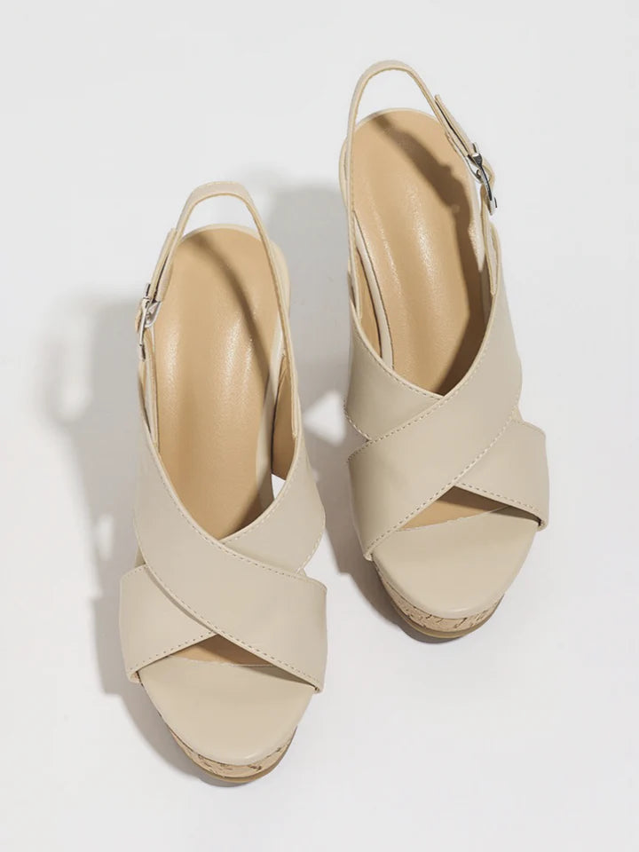 Faux Leather Criss-Cross Wedges