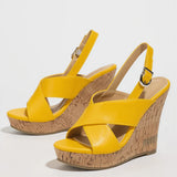 Faux Leather Criss-Cross Wedges
