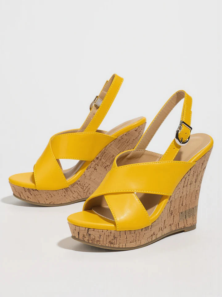 Faux Leather Criss-Cross Wedges