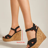 Faux Suede Crisscross Wedge Sandals